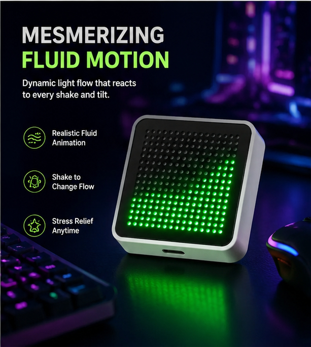 Pc Gaming Setup - LED Fluid Simulation Desktop Ornament, Creative