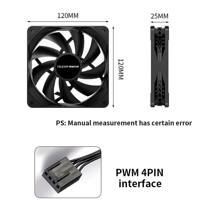 Teucer 12cm Chassis Fan PWM Co - Pc Water Cooling recension och pris
